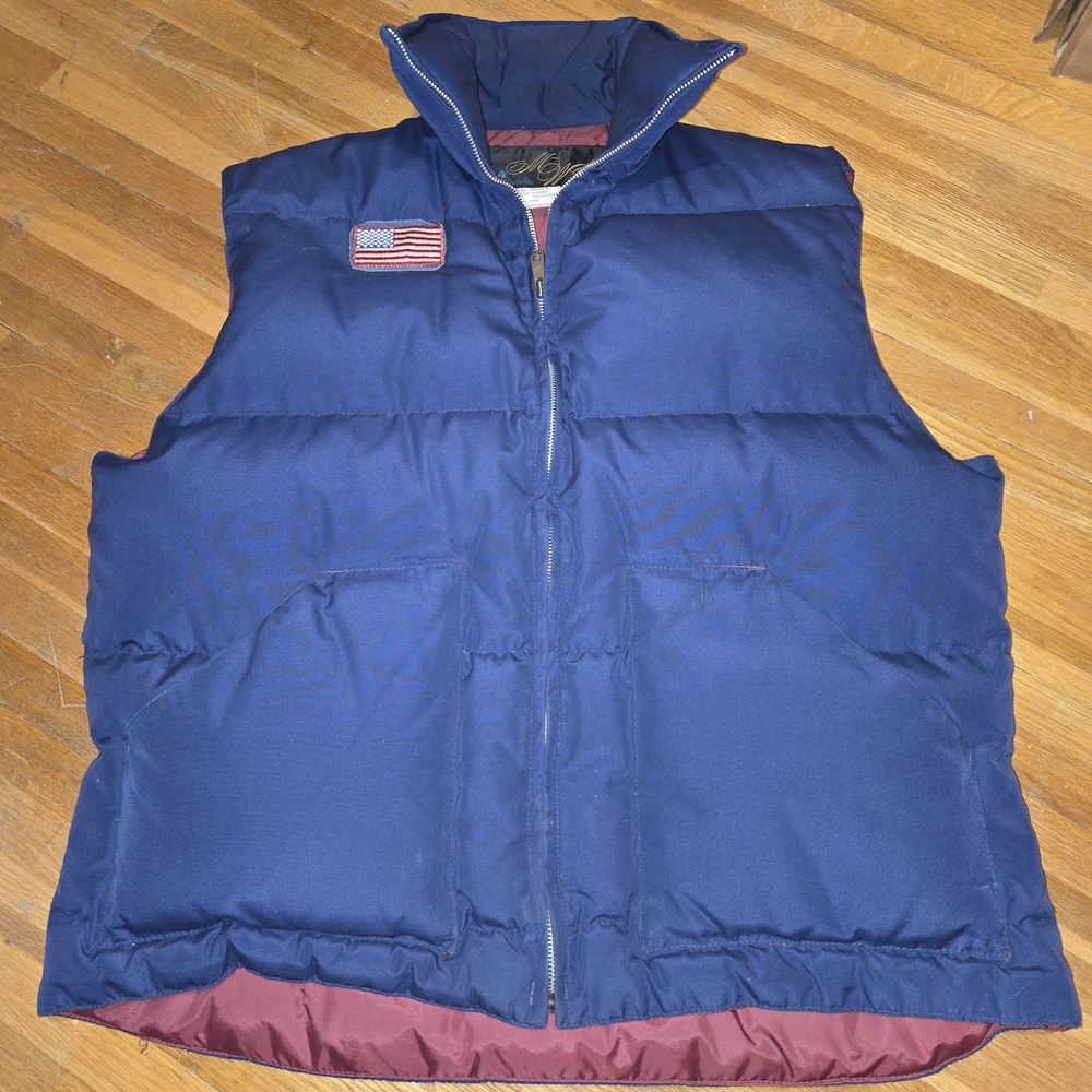 Vintage 80s‎ Montgomery Ward Puffer Vest Mens XL Navy Blue Down Feather Gorpcore